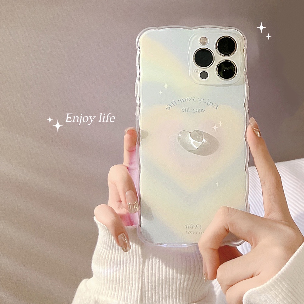 Ốp lưng iphone Ốp Điện Thoại Họa Tiết Trái Tim Ba Chiều Cho iphone13pro Max iPhone 12 11 Wave Xs 8p/11/Max/Mini RK CASE-III