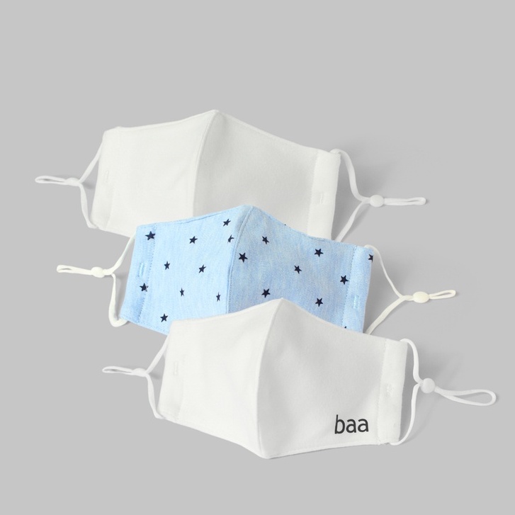 Set 3 Khẩu trang vải cho bé, khẩu trang cotton kháng khuẩn cho em bé Baa Baby - UT-KT02X-03