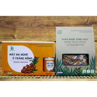 Thảo dược xông mặt và mặt nạ nghệ ủ trắng Hồng