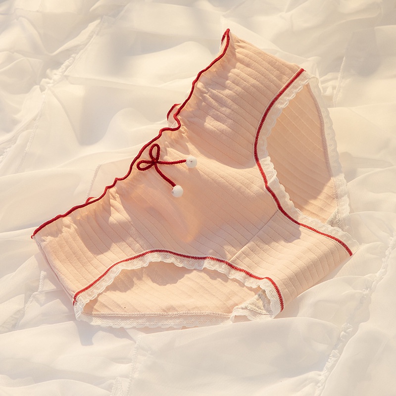 Quần lót nữ viền màu - Quần lót cotton đính nơ xinh xắn, cạp vừa đáy may VALICA L399