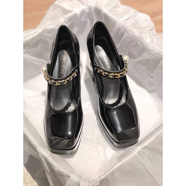 _ Giày lolita quai phối xích dán đế trụ 9cm