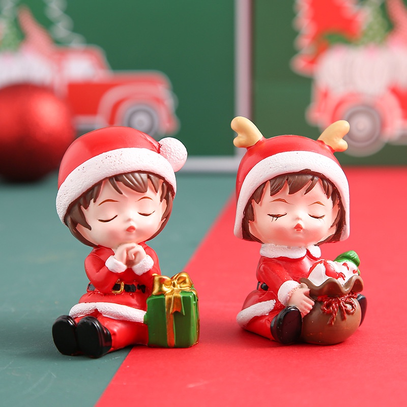 [SIÊU RẺ❤️] – Tượng Trai Gái Noel (1 Cặp) - Trang trí bánh sinh nhật  bánh kem