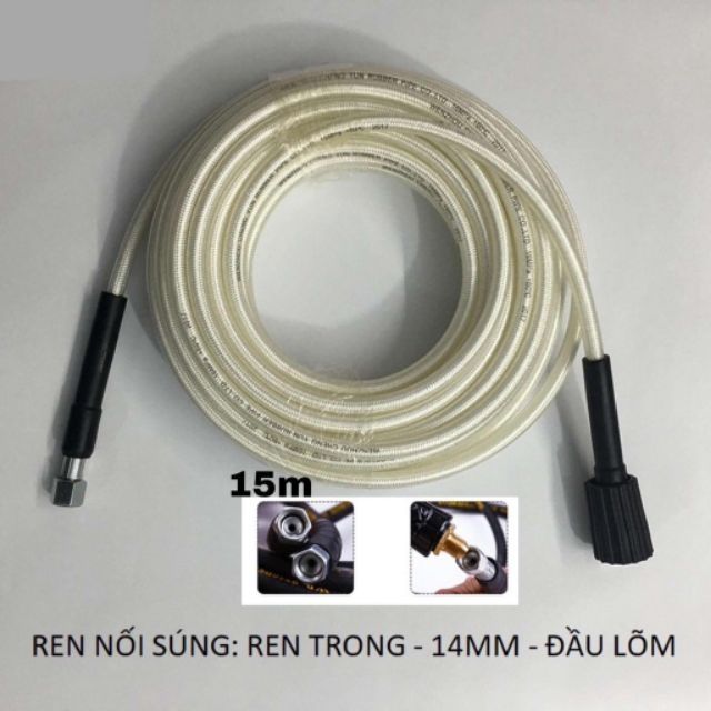 Dây xịt rửa xe cao áp 15m dùng cho máy rửa xe gia đình