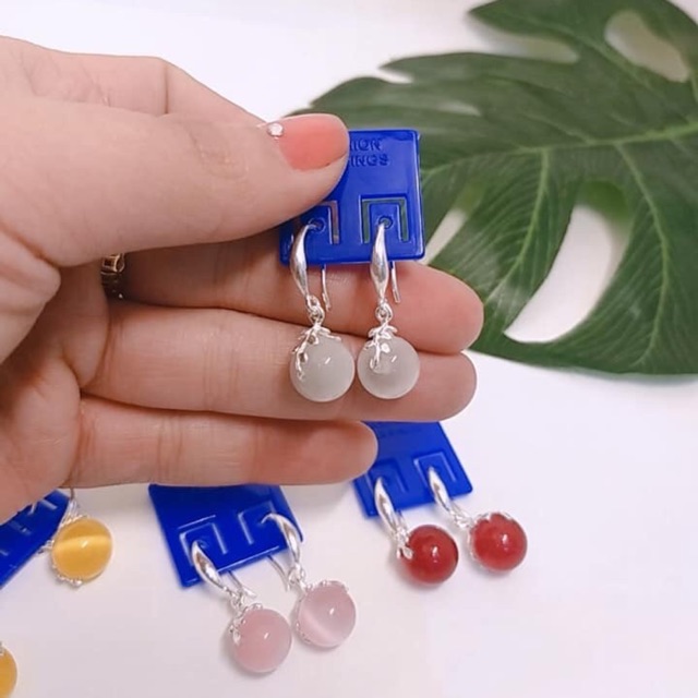 Bông tai dạng móc câu đủ màu theo mệnh LINH MIU SILVER