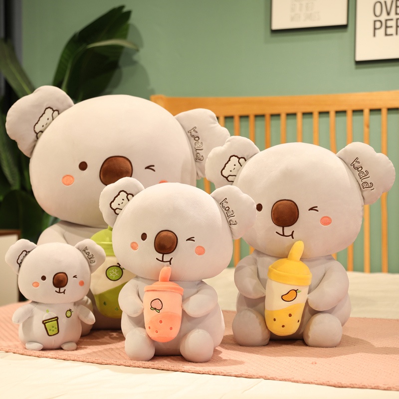 Đồ chơi gối nhồi bông hình gấu Koala ôm trà sữa trân châu dễ thương 23-60cm