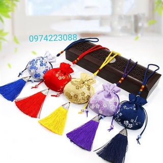 túi gấm hầu bao thêu hoa, túi gấm cổ trang 7x9cm