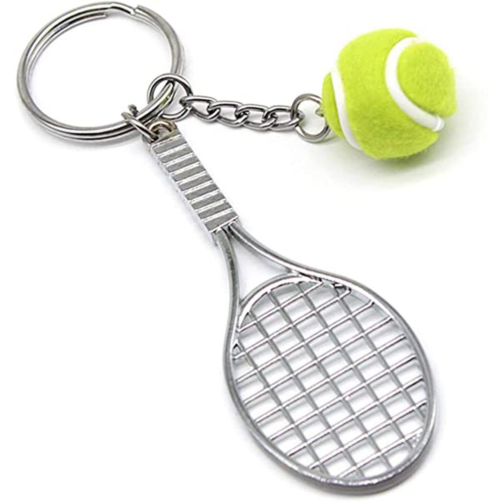 Móc Khóa Kim Loại Mini Hình Vợt Tennis 6 Màu Sắc