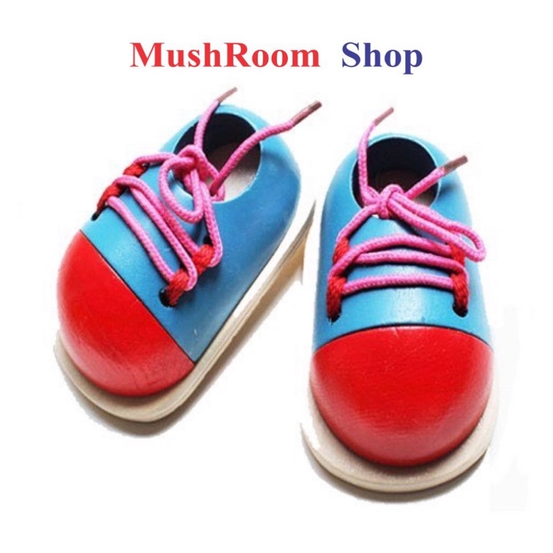 Đồ Chơi 1 Chiếc Giày Gỗ Luyện Tập Xỏ Dây Giày Cho Bé