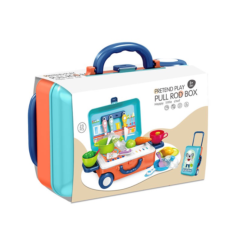 Bộ đồ chơi nấu ăn cho bé phiên bản quốc tế kèm vali đựng tiện dụng, nhựa nguyên sinh an toàn, màu sắc sinh động- KAVY