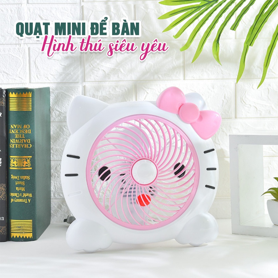 Quạt để bàn mini hình thú dễ thương, quạt điện nhỏ để bàn văn phòng, quạt để giường cho bé