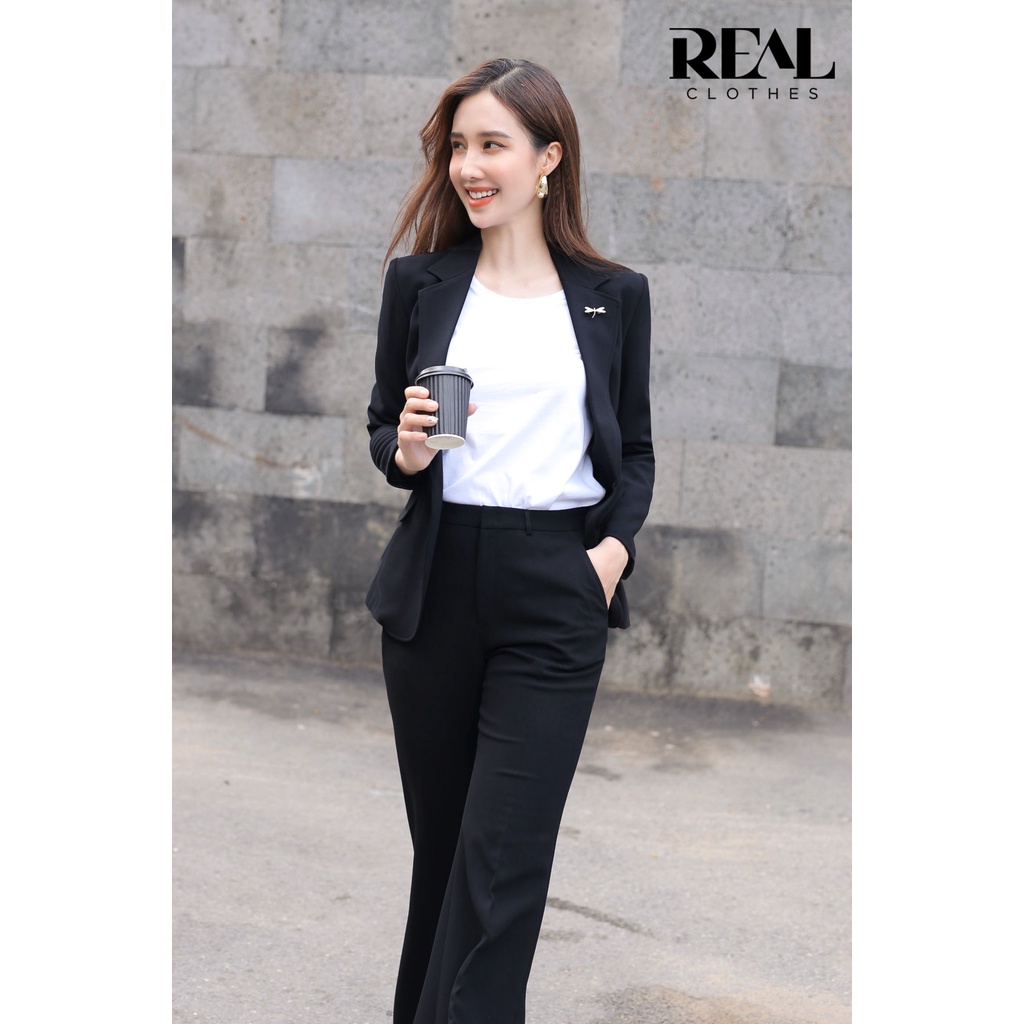 Quần ống loe cindy đen_REAL