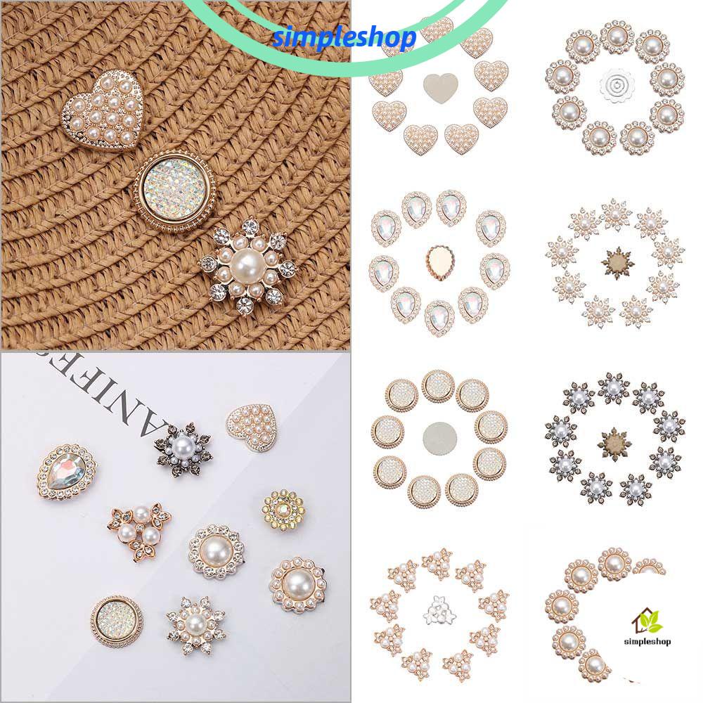 Set 10 ghim cài áo hình hoa đính ngọc trai lấp lánh DIY