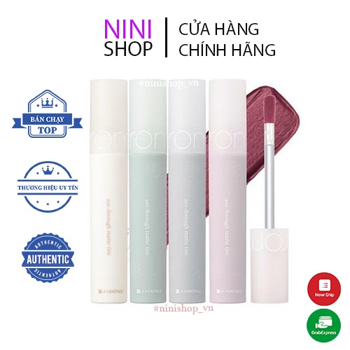 Son kem lì, siêu mịn môi Romand HanBok See Through Matte Tint 07 Onion Beige,08 Flower Coral,09 Maple Red,10 BlushPurple