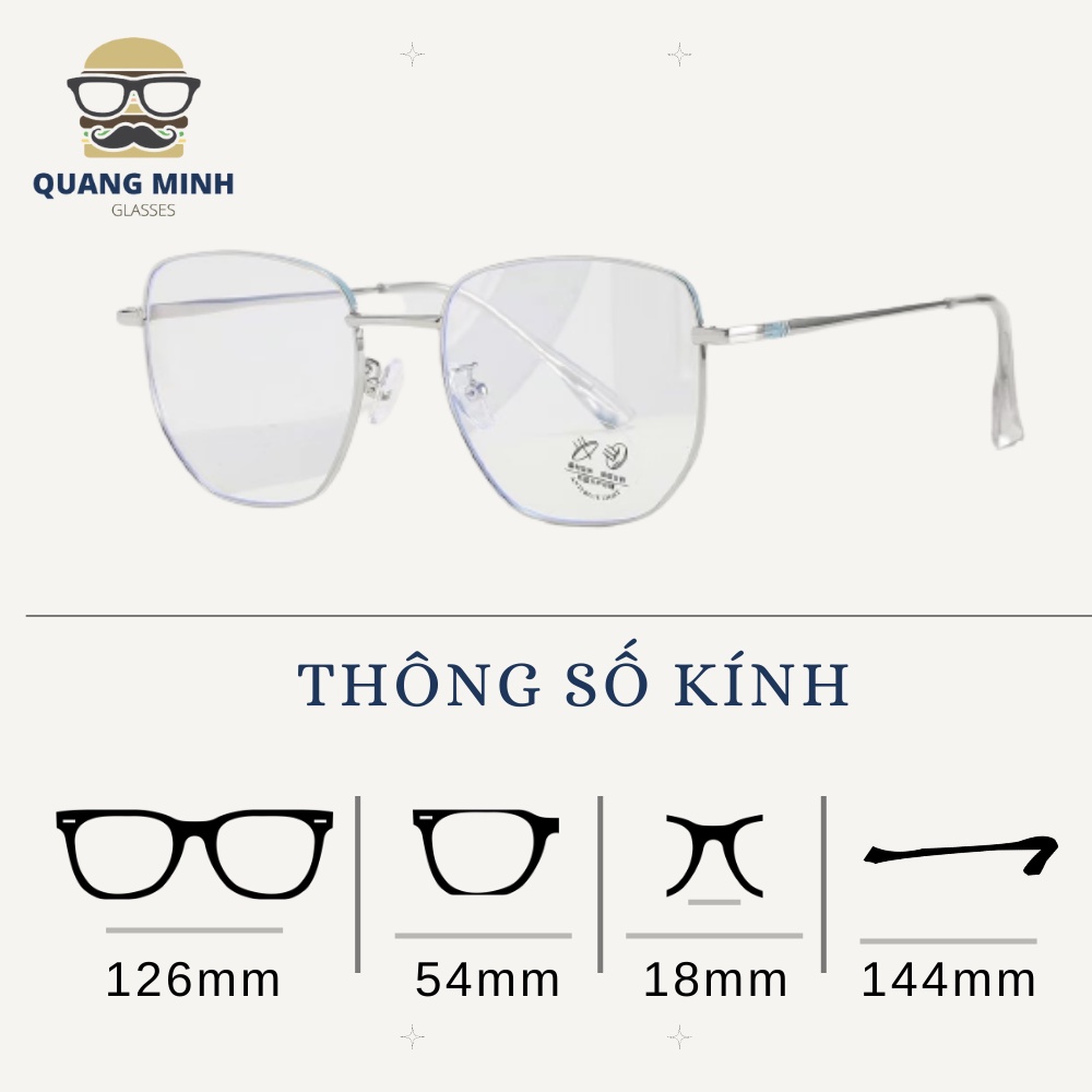 Gọng Kính Cận Hợp Kim Cao Cấp - Khung Kim Loại Đuôi Càng Bọc Nhựa Cao Cấp - Chống Tia UV- Chống Ánh Sáng Xanh-Mã 72539