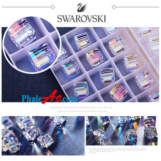 Pha lê SWAROVSKI (Áo) - nhiều hạt vuông 4, 6, 8, 10, 12 ly 5601 crystal 001AB cube, tặng dây xỏ, PhaleAo