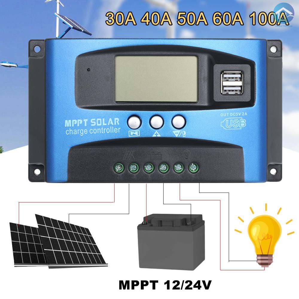 Bộ Điều Khiển Sạc Qua Năng Lượng Mặt Trời Với Màn Hình Hiển Thị Lcd Cao Cấp 100a