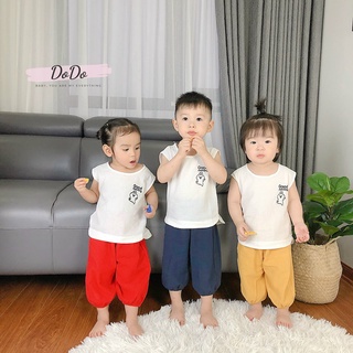 Bộ ba lỗ đũi nhật cao cấp phối quẩn lửng màu cho bé trai, bé gái