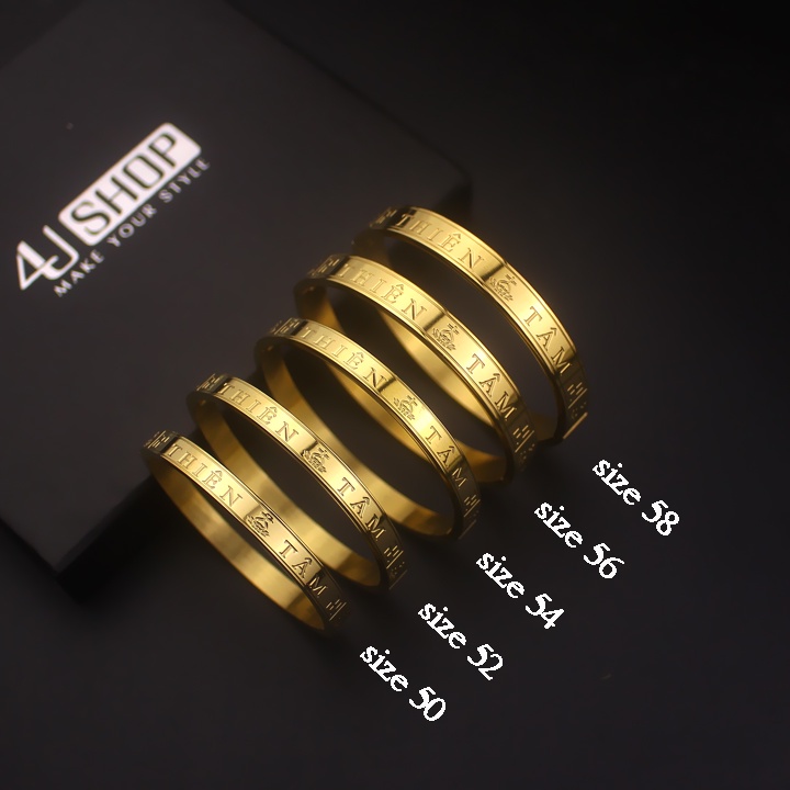 Vòng tay Thiên Tâm titan cao cấp màu vàng hình tròn siêu đẹp, bền màu - Đeo tay vạn sự may