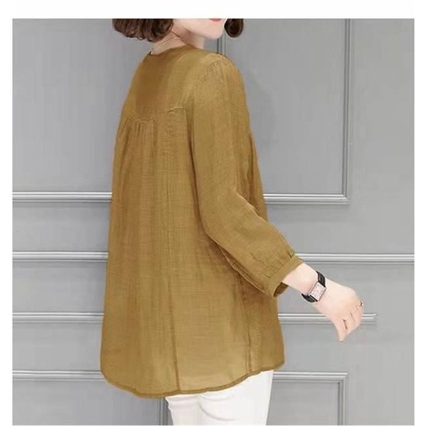 Áo Đũi Nữ Dáng Rộng Phong Cách Thanh Lịch Cho Phụ Nữ Tuổi Trung Niên ALE19