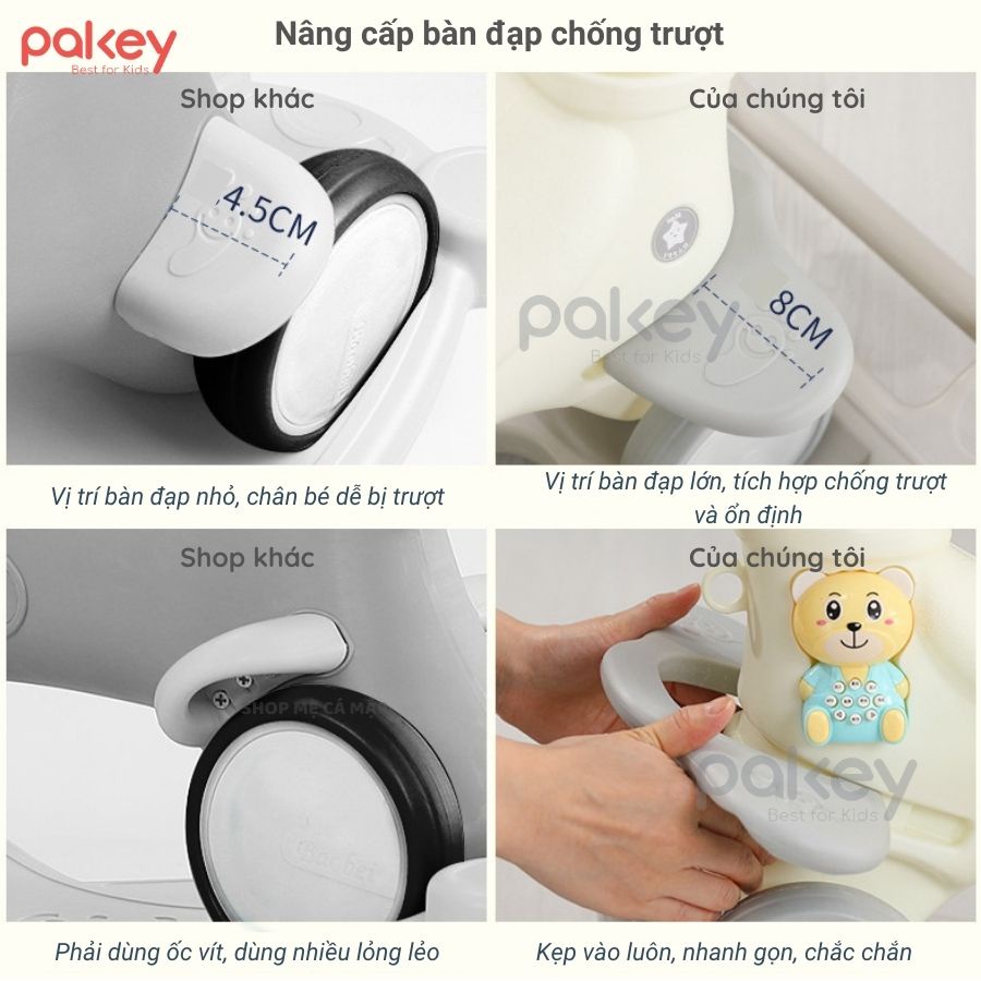 Ngựa bập bênh cho bé Pakey 6in1 đa chức năng, đồ chơi cao cấp sẵn 3 màu