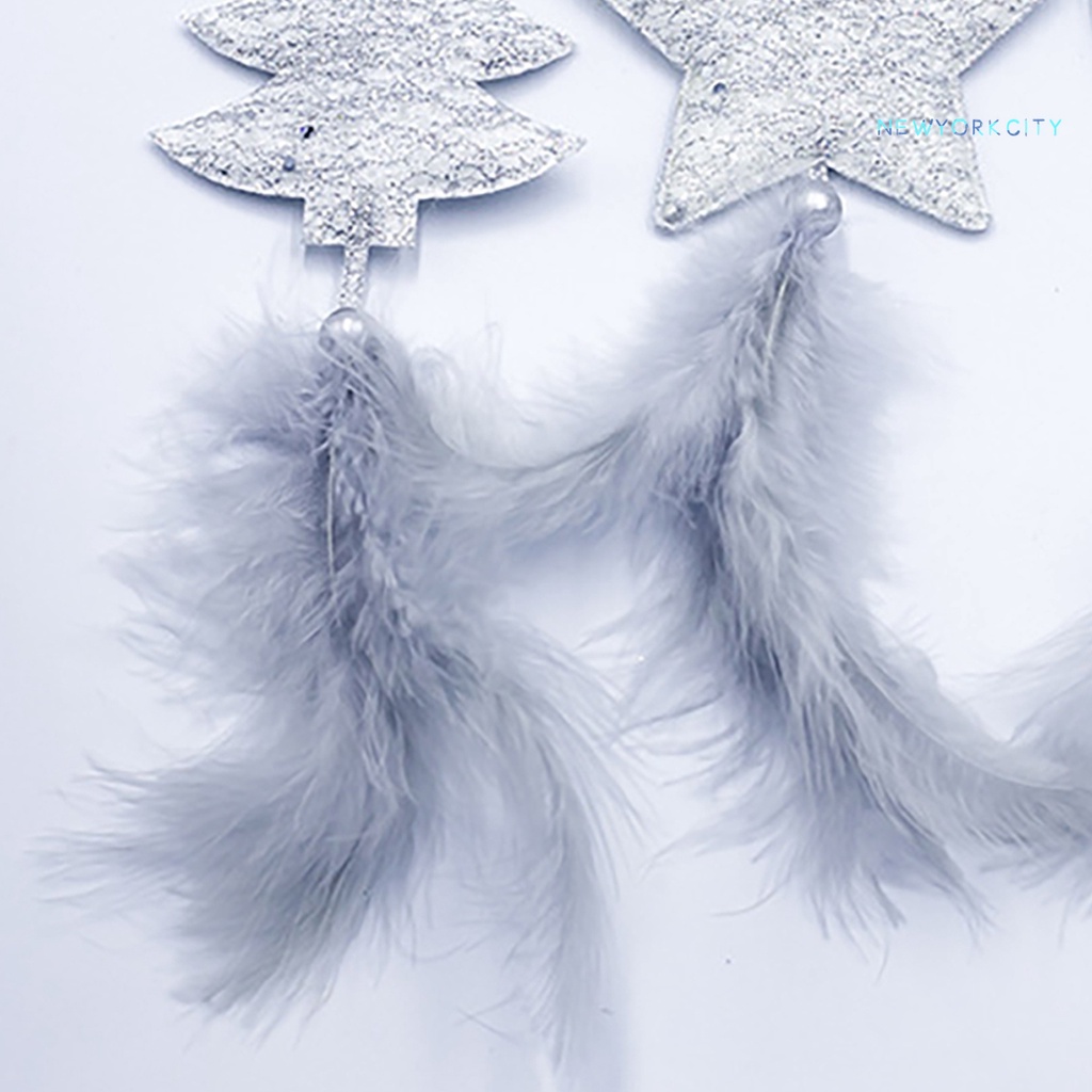 Phụ Kiện Treo Trang Trí Cây Thông Giáng Sinh Hình Ngôi Sao Trái Tim Lông Vũ Trọng Lượng Nhẹ Tái Sử Dụng Đ