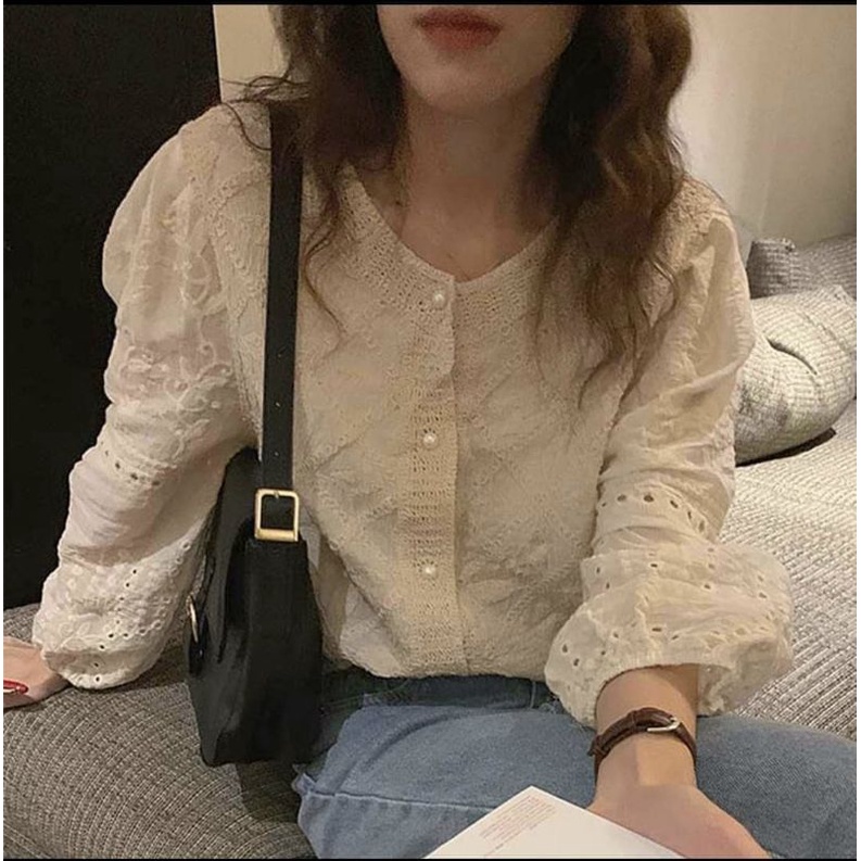 Áo vải xô pha ren