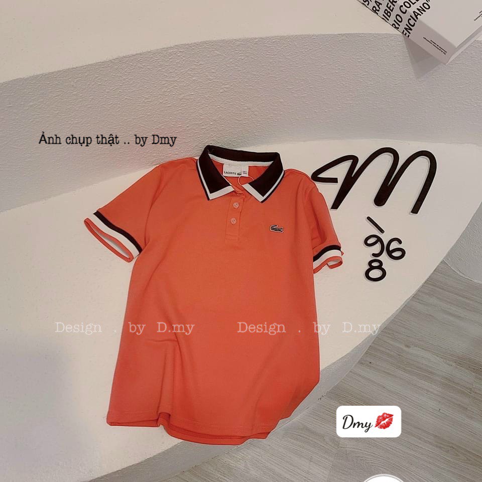 Áo polo cá sấu màu cam phối cổ đen siêu xinh. Mẫu này đang hot lắm nha khách!!!