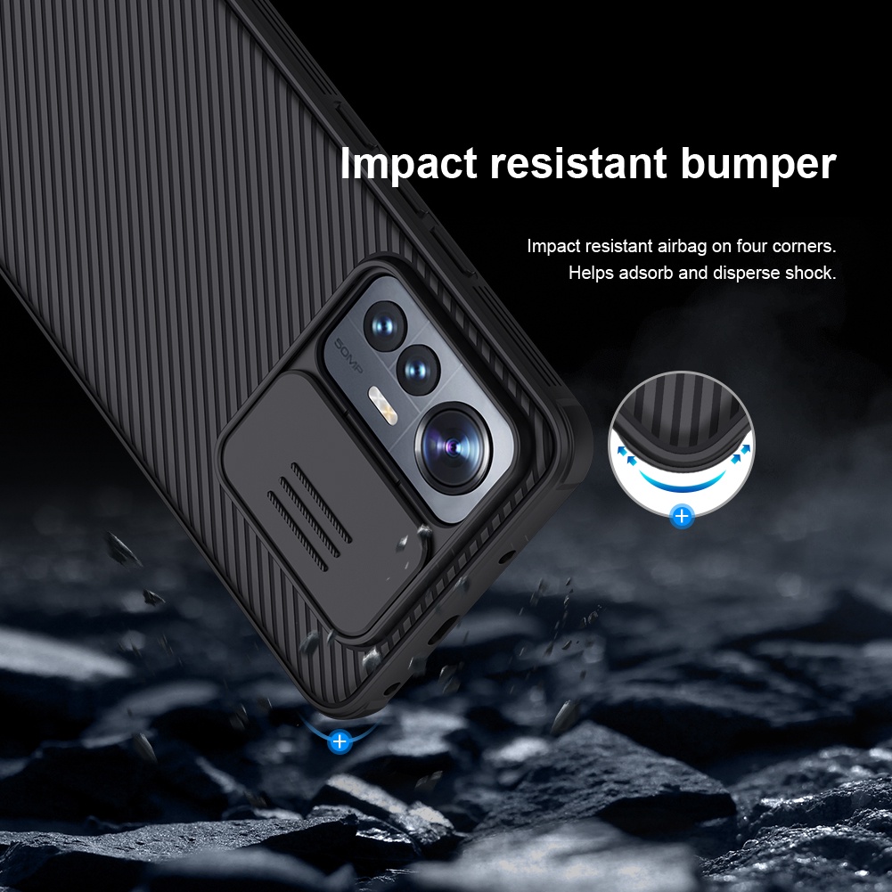Ốp điện thoại Nillkin bằng TPU + PC chống sốc có nắp trượt bảo vệ camera cho Xiaomi Mi 12 Lite