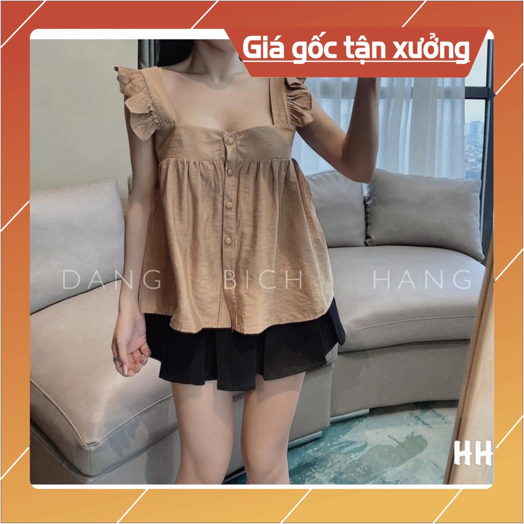 MECHIPXINH - SÉT BỘ ÁO CÁNH TIÊN NÂU KHUY BỌC CHO NỮ