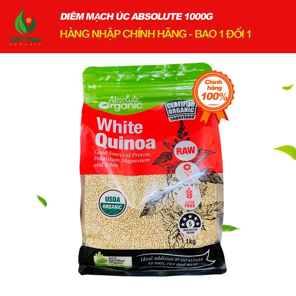 【MỚI VỀ】Hạt Diêm Mạch (Quinoa) Úc 1kg Absolute Chuẩn - Siêu Tốt Sức Khoẻ