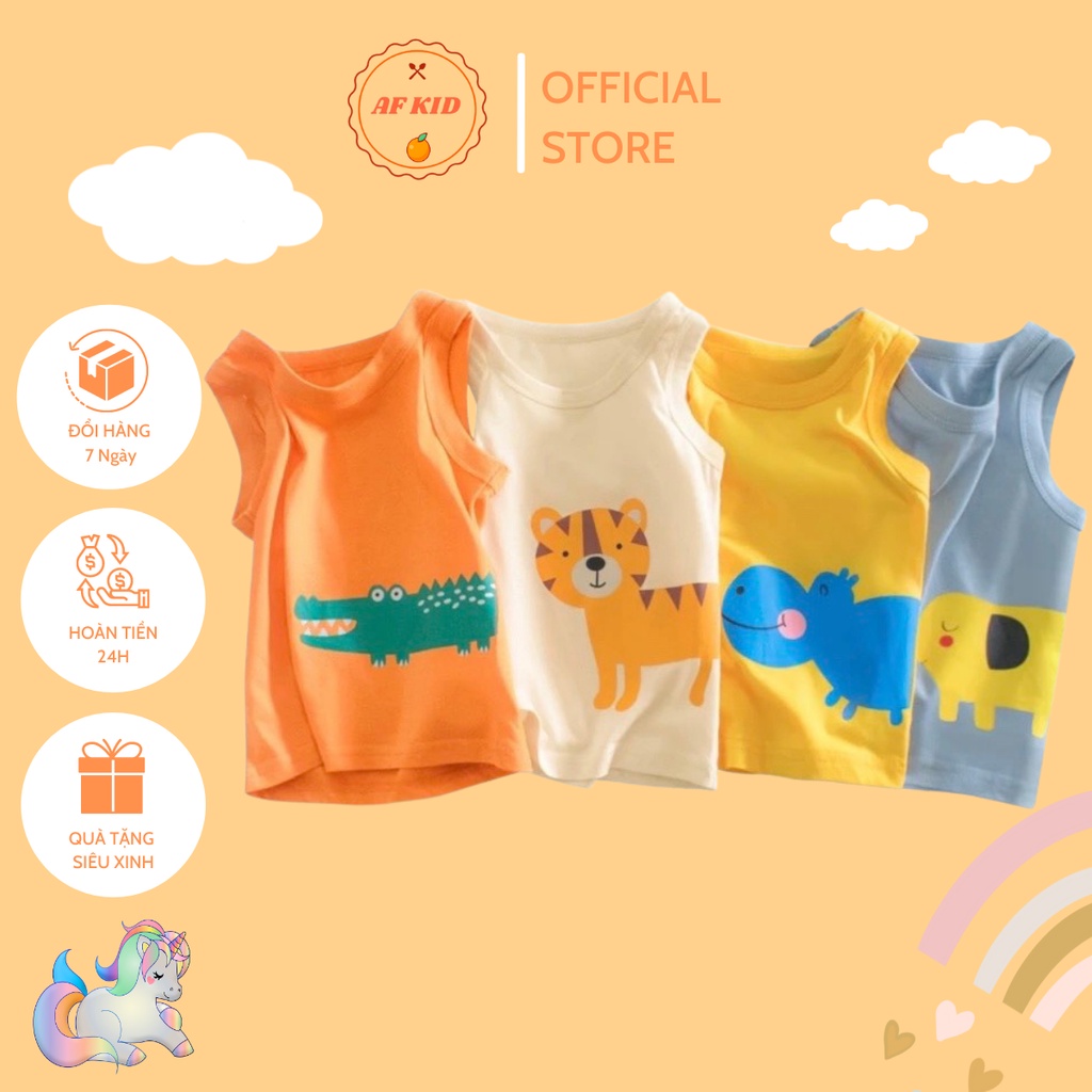 Áo ba lỗ hình động vật kute heo, cá sấu, hươu, voi cho bé trai bé gái 5-18kg