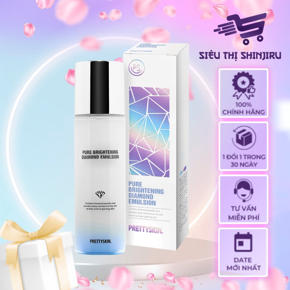 Toner Nước hoa hồng dưỡng trắng  PURE BRIGHTENING DIAMOND TONER Pretty Skin . Loại 150ML - Hàn Quốc.