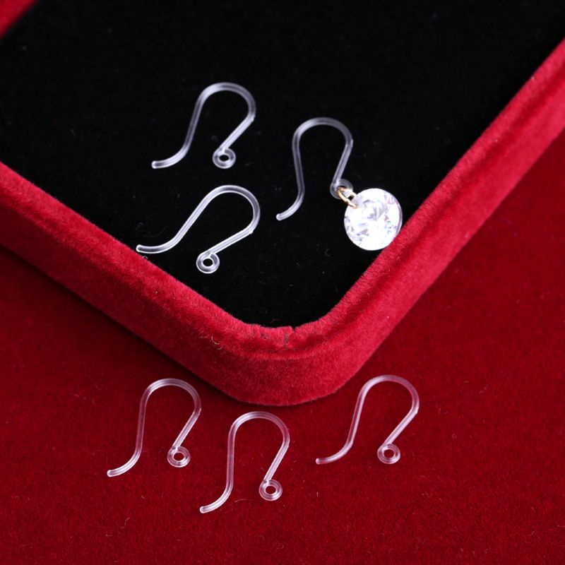 Set 100 Dây Móc Nhựa Trong Suốt Làm Khuyên Tai DIY Không Gây Dị Ứng