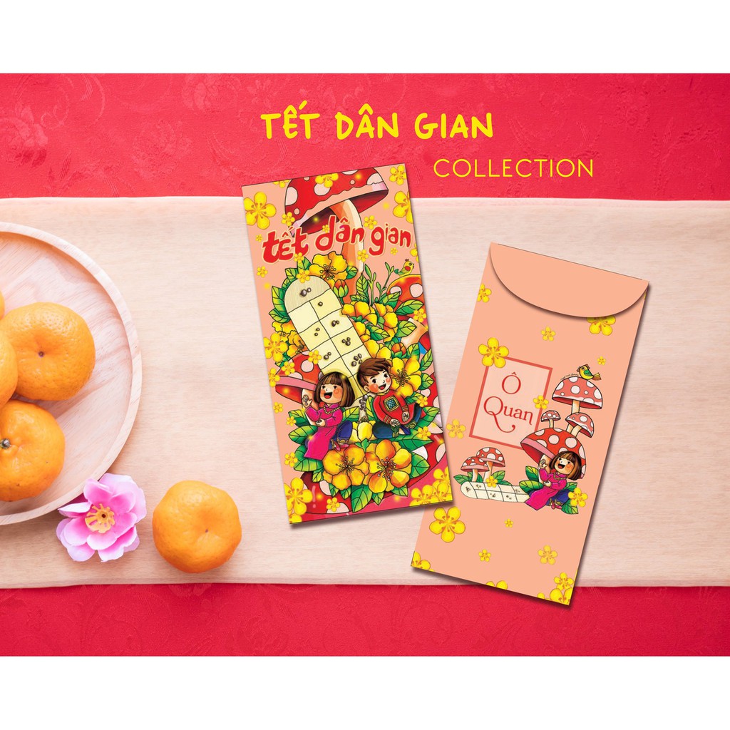 Bao Lì xì 2023 - BST Tết Dân Gian BLX013  - do Họa sĩ Thiết kế độc quyền cho Xưởng bao lì xì