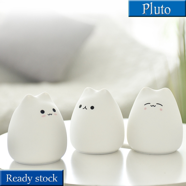 Đèn ngủ vỗ nhẹ hình con mèo nhỏ dễ thương bằng silicon mềm trang trí phòng cho trẻ em