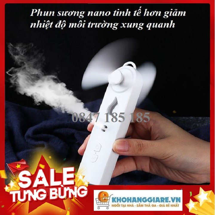 Quạt phun sương - Video thật - Quạt mini cầm tay sạc USB tiện lợi bỏ túi khi đi làm, du lịch - hàng loại 1
