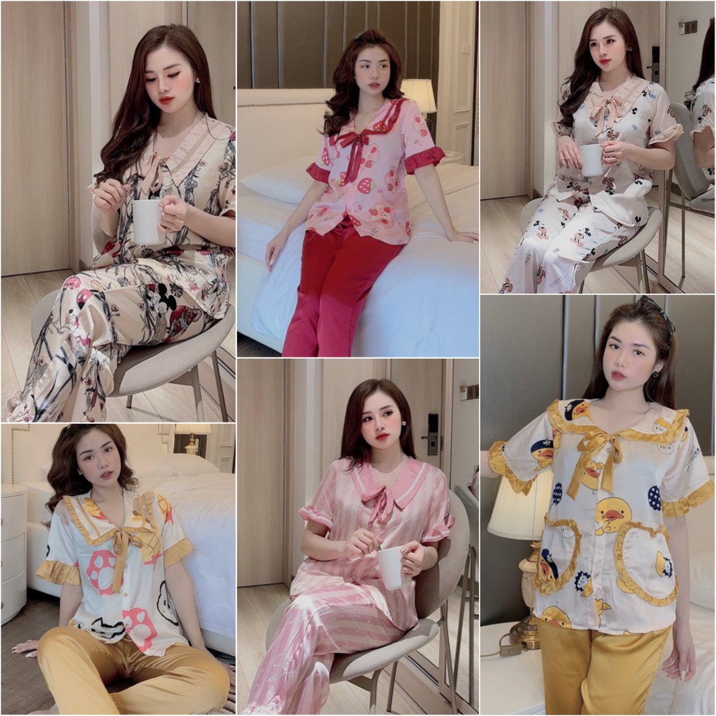 Đồ Bộ Pijama - Bộ Lụa Dài Tay Họa Tiết Sang Chảnh | BigBuy360 - bigbuy360.vn