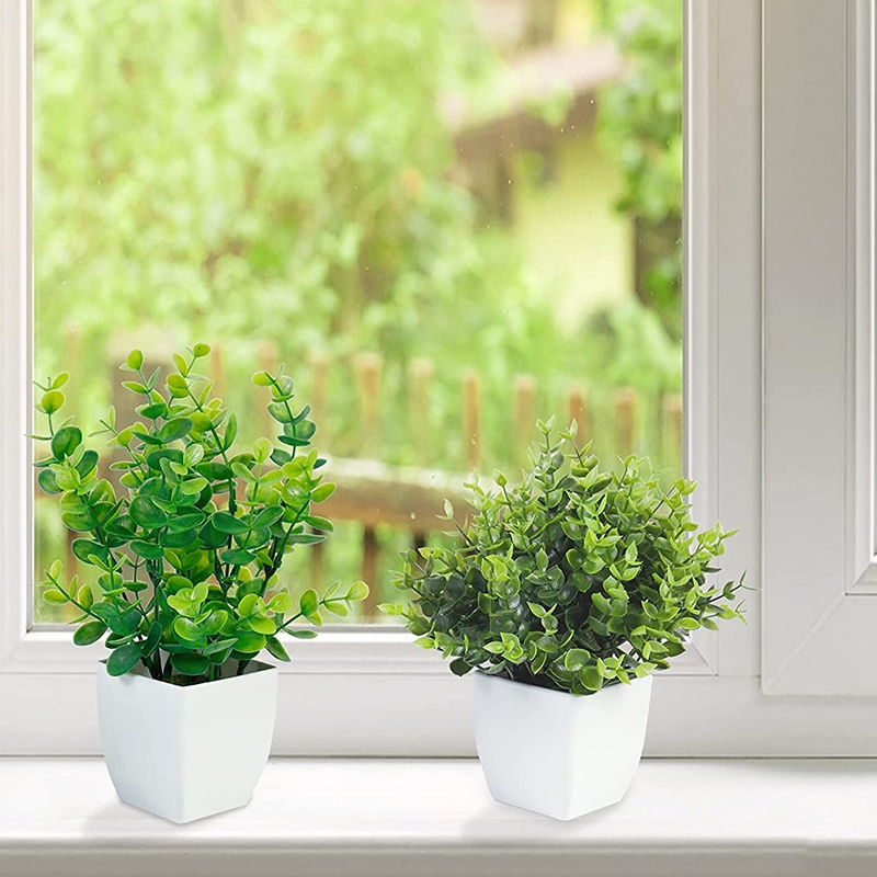 3 Gói Chậu Cây Bạch Đàn Nhân Tạo Mini Bằng Nhựa Dùng Trang Trí Trong Nhà