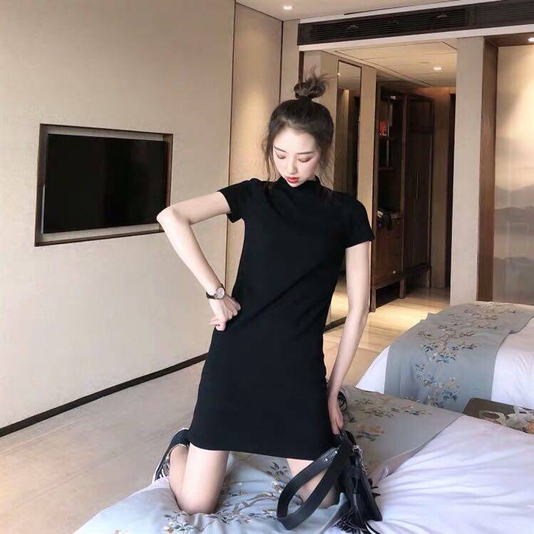 IELGY   Đầm Ngắn Tay Phong Cách Pháp Thời Trang