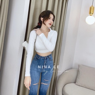Áo crop cổ bẻ (+hình thật)