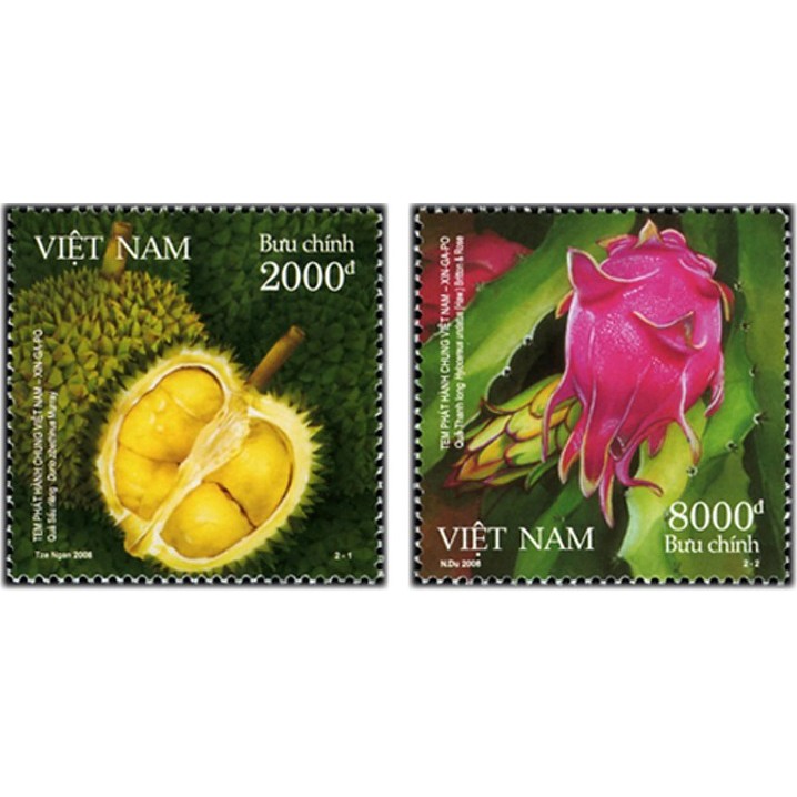 Tem sưu tập MS 977 Tem Việt Nam 2008 em phát hành chung Việt Nam  Singapore ( trái cây )