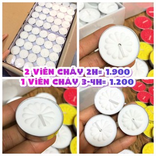 [1 VIÊN] Nến tealight cháy 2 giờ cháy 3,4 giờ đủ màu trắng đỏ vàng