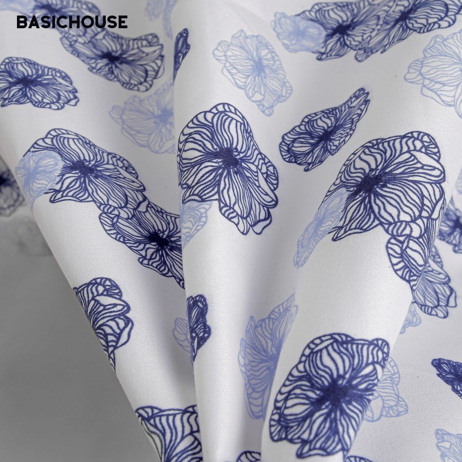 [CHÍNH HÃNG] Áo sơ mi ngắn dài👘 áo sơ mi nam form đẹp vải cao cấp màu trắng hoạ tiết bắp cái xanh| BASICHOUSE | BigBuy360 - bigbuy360.vn