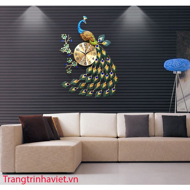 Đồng Hồ Trang Trí Chim Công Đậu Cành Mai DH25 (65cmx75cm)