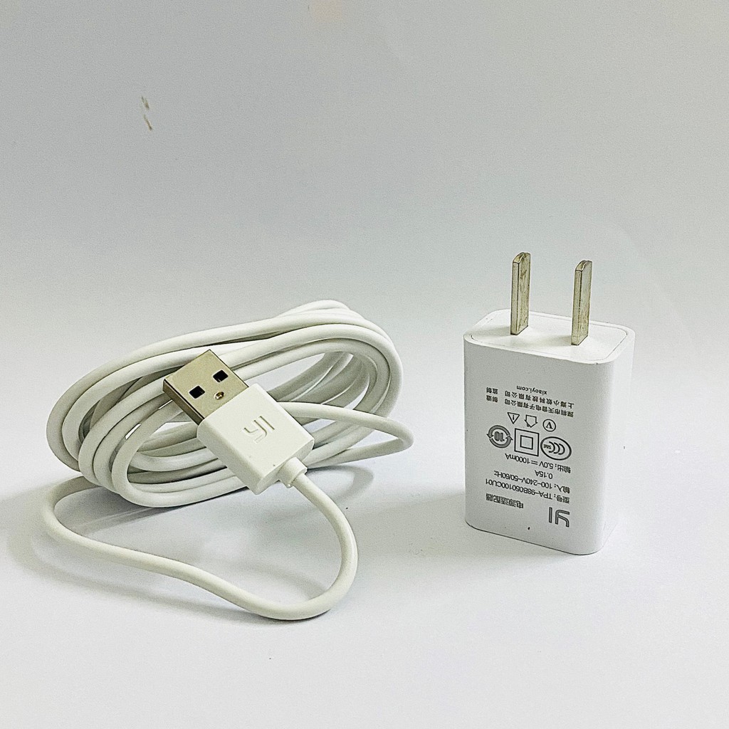 [Chính Hãng] Củ Sạc 5V - 1A Xiaomi Yi Chuẩn Chính Hãng. Sạc Nhanh, Không Nóng Máy, Nhỏ Gọn, Dây Cáp Dài 2m Tiện Lợi