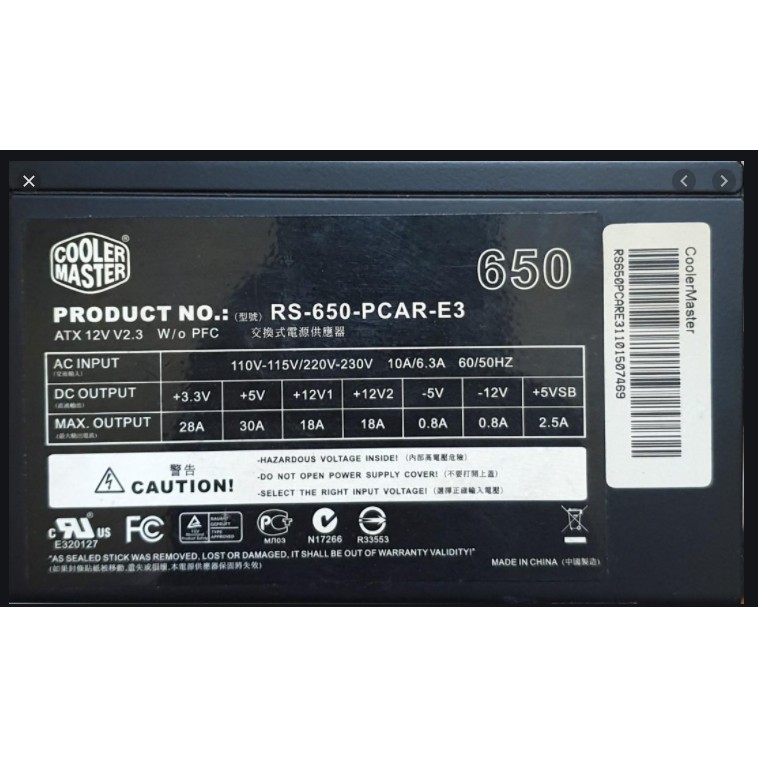 Nguồn cooler master 650w