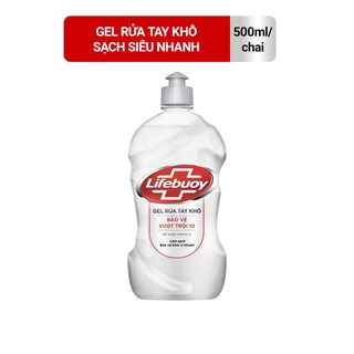 Gel rửa tay khô sạch siêu nhanh Lifebuoy Bảo Vệ Vượt Trội 10 (Chai nắp bạc 500ml)