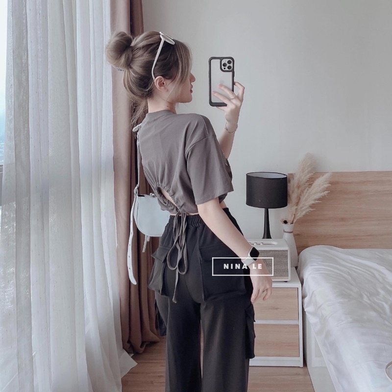 ÁO CROPTOP IN CHỮ XINH CỘT EO ALOHASHOP91