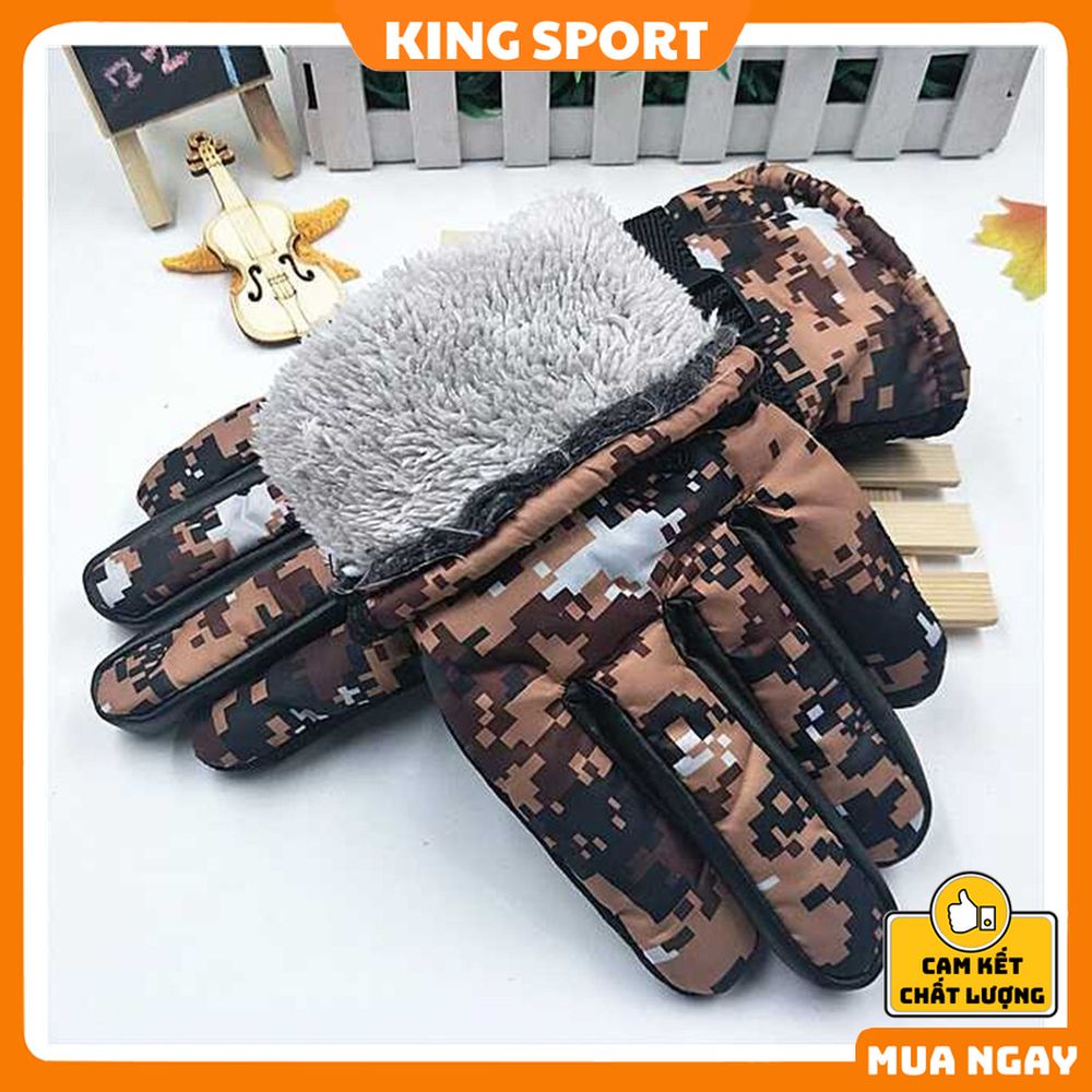 Găng tay xe máy lót nỉ nam nữ rằng ri chống gió chống nước cao cấp KING SPORT Găng tay đi phượt nam nữ ấm áp