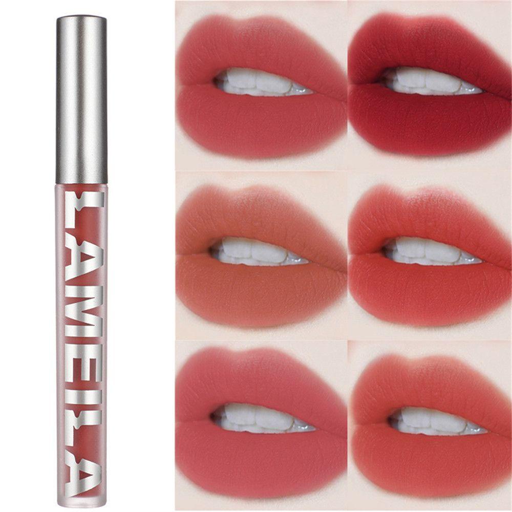 [Hàng mới về] Son kem lì trang điểm môi màu đỏ lâu trôi nhung mịn 6 màu lựa chọn cho nữ